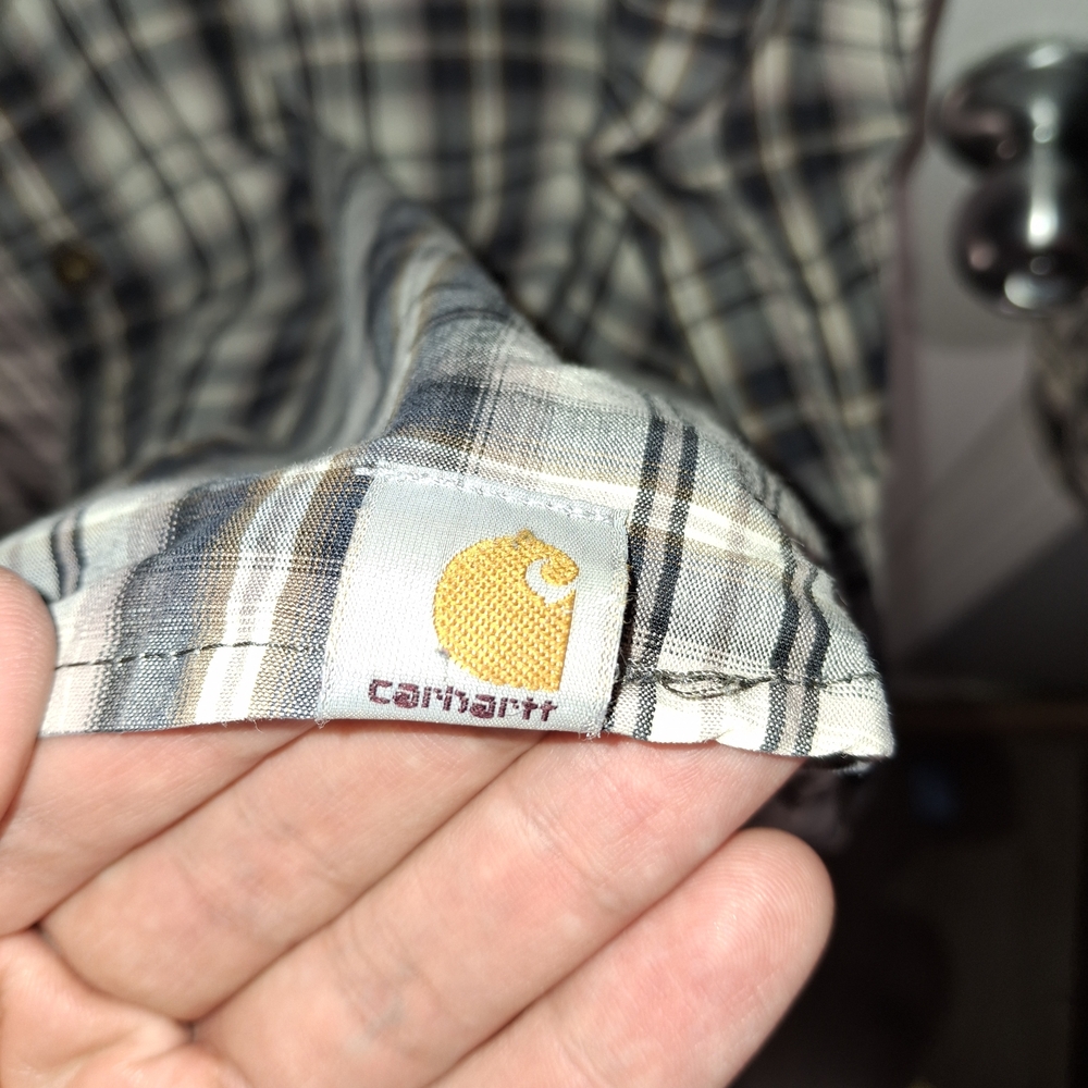 Carhartt Relaxed Fit Plaid Long Sleeve Button Down Shirt XL - Picture 3 of 4